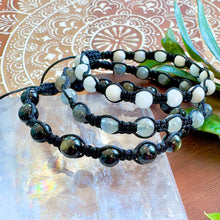 Load image into Gallery viewer, NEW! Labradorite New Moon Inner Light, Meditation & Protection Against Negativity Woven Inner Strength Collection Nylon Braided Adjustable 6mm Bead Bracelet