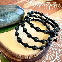 Load image into Gallery viewer, NEW! Gold Sheen Obsidian Clear Blockages & Spiritual Defense Grounding Woven Inner Strength Collection Nylon Braided Adjustable 6mm Bead Bracelet