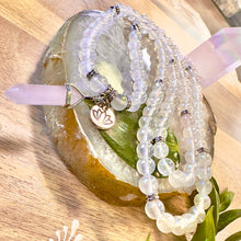 Load image into Gallery viewer, NEW! šŖ½ Angel Aura Rose Quartz Love & Light Worker Imprint Blockage Removal & Alchemically Bond 108 Mala Necklace Bracelet
