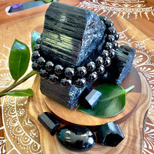 Load image into Gallery viewer, NEW 🔥 Black Schorl Tourmaline - Ultimate Spiritual Grounding & EMF Purification Grade AAA 8mm Stretch Bracelet