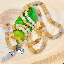 Load image into Gallery viewer, Update: 3 Left in stock & NEW! Grade A ✨ Golden Healer Unbreakable Force Gold Ray of Light Limited 108 Hand Knotted Mala with Point Charm Pendant Necklace