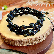 Load image into Gallery viewer, NEW! Gold Sheen Obsidian Clear Blockages & Spiritual Defense Grounding Woven Inner Strength Collection Nylon Braided Adjustable 6mm Bead Bracelet