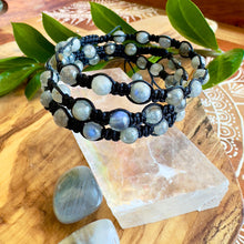 Load image into Gallery viewer, NEW! Labradorite New Moon Inner Light, Meditation & Protection Against Negativity Woven Inner Strength Collection Nylon Braided Adjustable 6mm Bead Bracelet