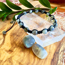 Load image into Gallery viewer, NEW! Labradorite New Moon Inner Light, Meditation & Protection Against Negativity Woven Inner Strength Collection Nylon Braided Adjustable 6mm Bead Bracelet