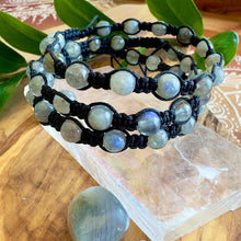 Load image into Gallery viewer, NEW! Labradorite New Moon Inner Light, Meditation & Protection Against Negativity Woven Inner Strength Collection Nylon Braided Adjustable 6mm Bead Bracelet