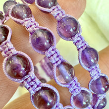 Load image into Gallery viewer, NEW! Amethyst Energy Field Tranquility, Peace & Divine Connection Woven Inner Strength Collection Nylon Braided Adjustable 6mm Bead Bracelet