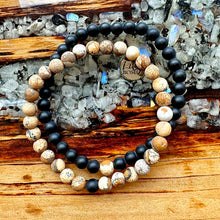 Load image into Gallery viewer, Picture Jasper & Black Onyx Couples Bracelet 6mm Stretch Matching Set