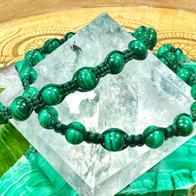 Load image into Gallery viewer, NEW! Malachite EMF Protection, Releasing Stagnant Energies & Recharging Vitality Woven Inner Strength Collection Nylon Braided Adjustable 6mm Bead Bracelet