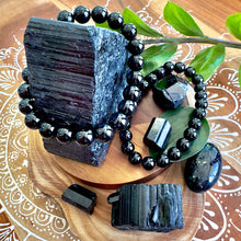 Load image into Gallery viewer, NEW 🔥 Black Schorl Tourmaline - The Ultimate Spiritual Grounding & EMF Purification Grade AAA 10mm Stretch Bracelet