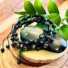 Load image into Gallery viewer, NEW! Gold Sheen Obsidian Clear Blockages & Spiritual Defense Grounding Woven Inner Strength Collection Nylon Braided Adjustable 6mm Bead Bracelet