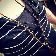 Load image into Gallery viewer, Tigers Eye Willpower 108 Hand Knotted Mala with Tassel Necklace