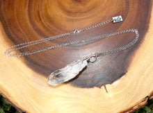 Load image into Gallery viewer, Basket Weave Wire Wrapped Crystal Clear Quartz Raw Pendant 30” White Gold Necklace