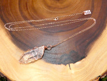 Load image into Gallery viewer, Basket Weave Wire Wrapped Crystal Clear Quartz Raw Pendant 30” Rose Gold Necklace