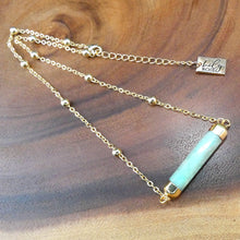 Load image into Gallery viewer, Minimalist Amazonite Rounded Bar Pendant Choker 14&quot; + 2&quot; Gold Necklace