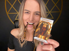 Load image into Gallery viewer, 8mm Elizabeth April Channeled Anunnaki Sacred Geometry Limited Edition Cosmic Species Stretch Mala Bracelet Necklace