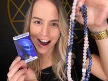Load image into Gallery viewer, Last one! 8mm Elizabeth April Channeled Arcturian Sacred Geometry Limited Edition Cosmic Species Stretch Mala Bracelet Necklace