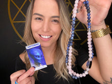Load image into Gallery viewer, Last one! 8mm Elizabeth April Channeled Arcturian Sacred Geometry Limited Edition Cosmic Species Stretch Mala Bracelet Necklace