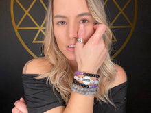 Load image into Gallery viewer, 8mm Elizabeth April AWAKEN Protection & Activation Limited Edition Stretch Mala Bracelet Necklace