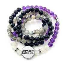 Load image into Gallery viewer, 8mm Elizabeth April AWAKEN Protection & Activation Limited Edition Stretch Mala Bracelet Necklace