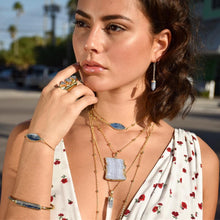 Load image into Gallery viewer, Last 2! Kyanite Truth & Clarity Oval Pendant Choker 14" + 2" Gold Necklace