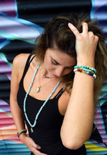 Load image into Gallery viewer, Aquamarine Conscious Awareness Relaxation 108 Mala Necklace Bracelet