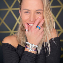 Load image into Gallery viewer, 8mm Elizabeth April Channeled Angel Sacred Geometry Limited Edition Cosmic Species Stretch Bracelet