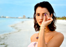 Load image into Gallery viewer, Harmonizing Fluorite Natural Cube Pyramid Pendant 30” Gold Necklace