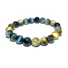 Load image into Gallery viewer, Limited Honey Blue Tigers Eye Velvet Transitioning 10mm Stretch Bracelet