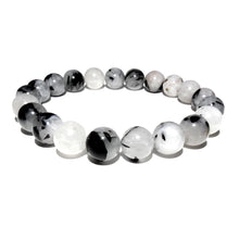 Load image into Gallery viewer, Just Restocked! Tourmalinated Quartz Black Tourmaline in Clear Quartz Master Healing 10mm Stretch Bracelet
