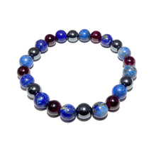 Load image into Gallery viewer, Guardian Collection Lapis Garnet Hematite 8mm Stretch Bracelet