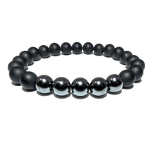 Load image into Gallery viewer, Duo Power Matte Black Onyx Hematite 8mm Stretch Bracelet