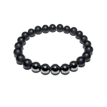 Load image into Gallery viewer, Duo Power Matte Black Onyx Hematite 8mm Stretch Bracelet