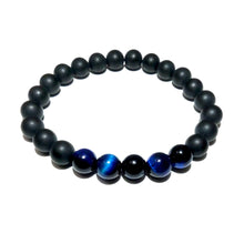 Load image into Gallery viewer, Duo Power Matte Black Onyx Blue Tigers Eye 8mm Stretch Bracelet