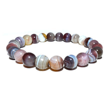 Load image into Gallery viewer, Black Lace Agate Botswana Agate Sooth & Agile 8mm Stretch Bracelet