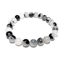 Load image into Gallery viewer, Tourmalinated Quartz Black Tourmaline in Clear Quartz Master Healing 8mm Stretch Bracelet
