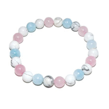 Load image into Gallery viewer, Triple Power Aquamarine Howlite Rose Quartz Love Frequency 8mm Stretch Bracelet