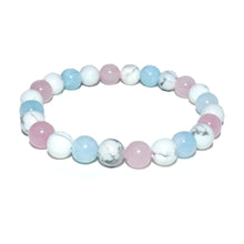 Load image into Gallery viewer, Triple Power Aquamarine Howlite Rose Quartz Love Frequency 8mm Stretch Bracelet