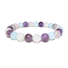 Load image into Gallery viewer, Triple Power Amethyst Rose Quartz Aquamarine Spiritual Awareness Matte 8mm Stretch Bracelet