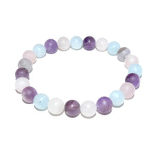 Load image into Gallery viewer, Triple Power Amethyst Rose Quartz Aquamarine Spiritual Awareness Matte 8mm Stretch Bracelet