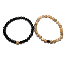 Load image into Gallery viewer, Picture Jasper & Black Onyx Couples Bracelet 6mm Stretch Matching Set