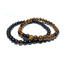 Load image into Gallery viewer, Tigers Eye & Black Onyx Couples Bracelet 6mm Stretch Matching Set
