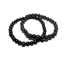 Load image into Gallery viewer, Lava & Black Onyx Couples Bracelet 6mm Stretch Matching Set