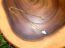 Load image into Gallery viewer, Faceted Shield Blue Lace Agate Minimalist Crystal Pendant 14” + 2" Gold Necklace