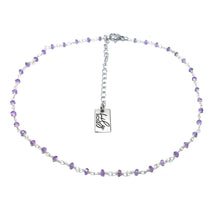 Load image into Gallery viewer, Minimalist Sterling Silver Amethyst Beaded Rosary Chain Wire Wrapped Choker 12" + 2" Necklace