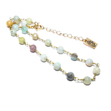 Load image into Gallery viewer, Minimalist Amazonite 6mm Beaded Rosary Chain Wire Wrapped Choker 12" + 2" Gold Necklace