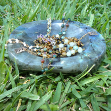 Load image into Gallery viewer, Minimalist Indian Agate 4mm Beaded Rosary Chain Wire Wrapped Choker 12" + 2" Gold Necklace