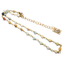 Load image into Gallery viewer, Minimalist Amazonite 4mm Beaded Rosary Chain Wire Wrapped Choker 12" + 2" Gold Necklace