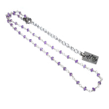 Load image into Gallery viewer, Minimalist Amethyst Beaded Rosary Chain Wire Wrapped Choker 12&quot; + 2&quot; Necklace