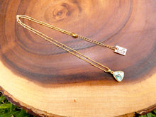 Load image into Gallery viewer, Abalone Shell Sweet Mini Triangle Beauty &amp; Tranquility Pendant 18” Gold Necklace