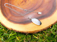 Load image into Gallery viewer, Simple & Polished Black Lace Agate Crystal Pendant 18” White Gold Necklace